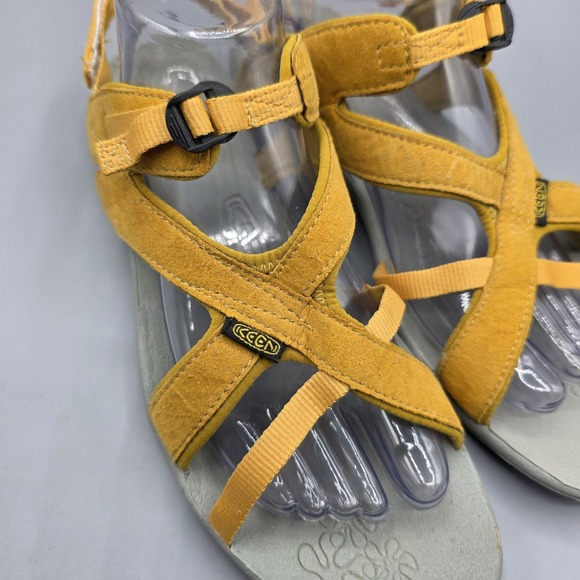 KEEN Sandals Womens 10.5 Yellow Suede Strappy Outdoor Walking Hiking Comfort - Picture 2 of 14